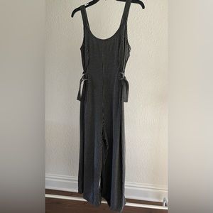 Black and white stripe jumpsuit.